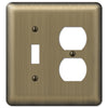 Devon Brushed Brass Steel - 1 Toggle / 1 Duplex Wallplate - Wallplate Warehouse 154TD 070686555200 1 Toggle / 1 Duplex