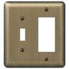 Devon Brushed Brass Steel - 1 Toggle / 1 Rocker Wallplate - Wallplate Warehouse 154TR 070686555217 1 Toggle / 1 Rocker