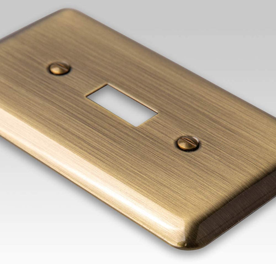 Devon Brushed Brass Steel - 1 Toggle Wallplate - Wallplate Warehouse 154T 070686175958 1 Toggle