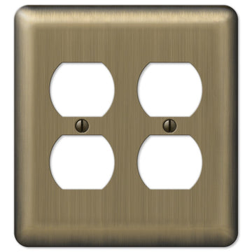 Devon Brushed Brass Steel - 2 Duplex Wallplate - Wallplate Warehouse 154DD 070686555224 2 Duplex