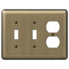 Devon Brushed Brass Steel - 2 Toggle / 1 Duplex Wallplate - Wallplate Warehouse 154TTD 070686577066 2 Toggle / 1 Duplex