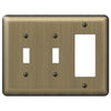 Devon Brushed Brass Steel - 2 Toggle / 1 Rocker Wallplate - Wallplate Warehouse 154TTR 070686577097 2 Toggle / 1 Rocker