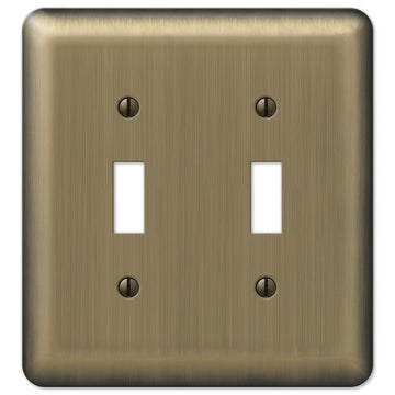 Devon Brushed Brass Steel - 2 Toggle Wallplate - Wallplate Warehouse 154TT 070686175972 2 Toggle
