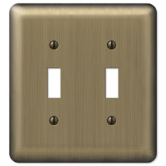 Devon Brushed Brass Steel - 2 Toggle Wallplate