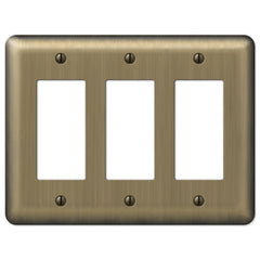 Devon Brushed Brass Steel - 3 Rocker Wallplate