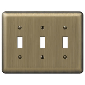 Devon Brushed Brass Steel - 3 Toggle Wallplate - Wallplate Warehouse 154TTT 070686176030 3 Toggle