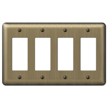 Devon Brushed Brass Steel - 4 Rocker Wallplate - Wallplate Warehouse 154R4 070686555262 4 Rocker