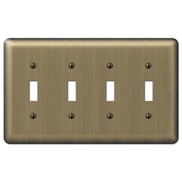 Devon Brushed Brass Steel - 4 Toggle Wallplate - Wallplate Warehouse 154T4 070686555255 4 Toggle