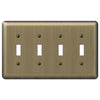 Devon Brushed Brass Steel - 4 Toggle Wallplate - Wallplate Warehouse 154T4 070686555255 4 Toggle
