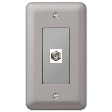 Devon Brushed Nickel Steel - 1 Cable Jack Wallplate - Wallplate Warehouse 2CXPW 070686580677 Cable Jacks