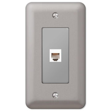 Devon Brushed Nickel Steel - 1 Phone Jack Wallplate - Wallplate Warehouse 2PHPW 070686580684 Phone Jacks