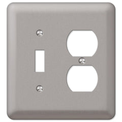 Devon Brushed Nickel Steel - 1 Toggle / 1 Duplex Wallplate