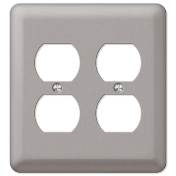 Devon Brushed Nickel Steel - 2 Duplex Wallplate - Wallplate Warehouse 2DDPW 070686555699 2 Duplex