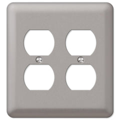 Devon Brushed Nickel Steel - 2 Duplex Wallplate