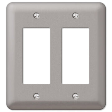 Devon Brushed Nickel Steel - 2 Rocker Wallplate - Wallplate Warehouse 2RRPW 070686555705 2 Rocker