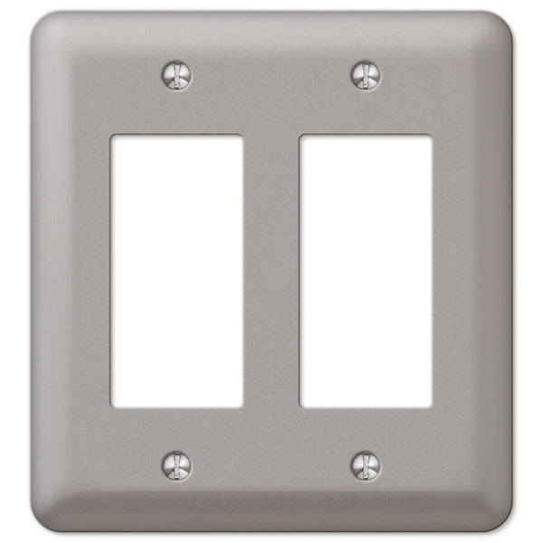 Devon Brushed Nickel Steel - 2 Rocker Wallplate - Wallplate Warehouse 2RRPW 070686555705 2 Rocker