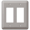 Devon Brushed Nickel Steel - 2 Rocker Wallplate - Wallplate Warehouse 2RRPW 070686555705 2 Rocker