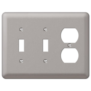 Devon Brushed Nickel Steel - 2 Toggle / 1 Duplex Wallplate - Wallplate Warehouse 2TTDPW 070686579855 2 Toggle / 1 Duplex