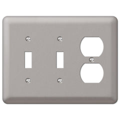Devon Brushed Nickel Steel - 2 Toggle / 1 Duplex Wallplate