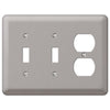 Devon Brushed Nickel Steel - 2 Toggle / 1 Duplex Wallplate - Wallplate Warehouse 2TTDPW 070686579855 2 Toggle / 1 Duplex