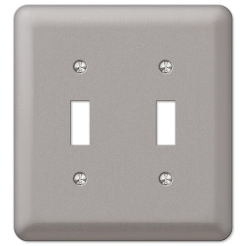 Devon Brushed Nickel Steel - 2 Toggle Wallplate - Wallplate Warehouse 2TTPW 070686177433 2 Toggle