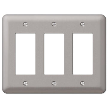 Devon Brushed Nickel Steel - 3 Rocker Wallplate - Wallplate Warehouse 2RRRPW 070686555736 3 Rocker