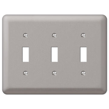 Devon Brushed Nickel Steel - 3 Toggle Wallplate - Wallplate Warehouse 2TTTPW 070686555729 3 Toggle