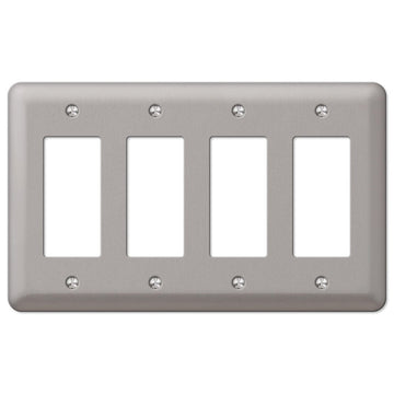 Devon Brushed Nickel Steel - 4 Rocker Wallplate - Wallplate Warehouse 2R4PW 070686556757 4 Rocker