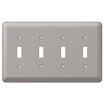 Devon Brushed Nickel Steel - 4 Toggle Wallplate - Wallplate Warehouse 2T4PW 070686555743 4 Toggle