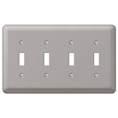 Devon Brushed Nickel Steel - 4 Toggle Wallplate