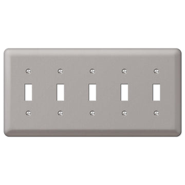 Devon Brushed Nickel Steel - 5 Toggle Wallplate - Wallplate Warehouse 2T5PW 070686579886 5 Toggle