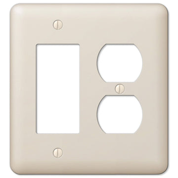 Devon Light Almond Steel - 1 Rocker / 1 Duplex Wallplate - Wallplate Warehouse 935RDAL 070686578537 1 Rocker / 1 Duplex