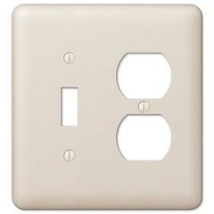 Devon Light Almond Steel - 1 Toggle / 1 Duplex Wallplate