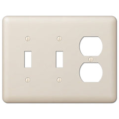 Devon Light Almond Steel - 2 Toggle / 1 Duplex Wallplate