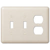 Devon Light Almond Steel - 2 Toggle / 1 Duplex Wallplate - Wallplate Warehouse 935TTDAL 070686578551 2 Toggle / 1 Duplex