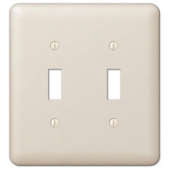 Devon Light Almond Steel - 2 Toggle Wallplate