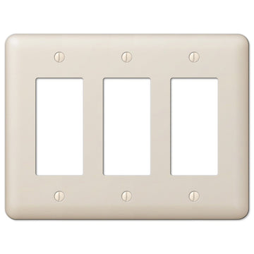 Devon Light Almond Steel - 3 Rocker Wallplate - Wallplate Warehouse 935RRRAL 070686579978 3 Rocker