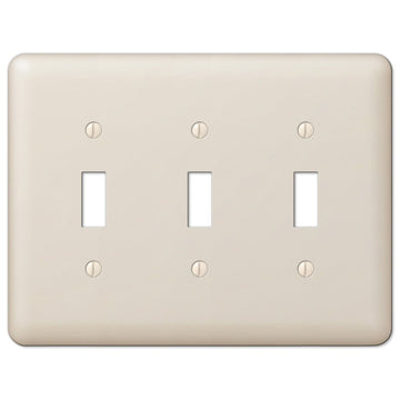 Devon Light Almond Steel - 3 Toggle Wallplate - Wallplate Warehouse 935TTTAL 070686401194 3 Toggle