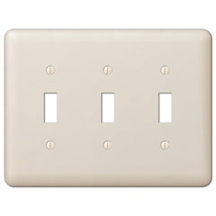 Devon Light Almond Steel - 3 Toggle Wallplate