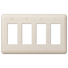 Devon Light Almond Steel - 4 Rocker Wallplate