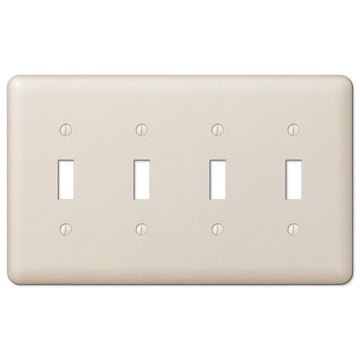 Devon Light Almond Steel - 4 Toggle Wallplate - Wallplate Warehouse 935T4AL 070686579985 4 Toggle