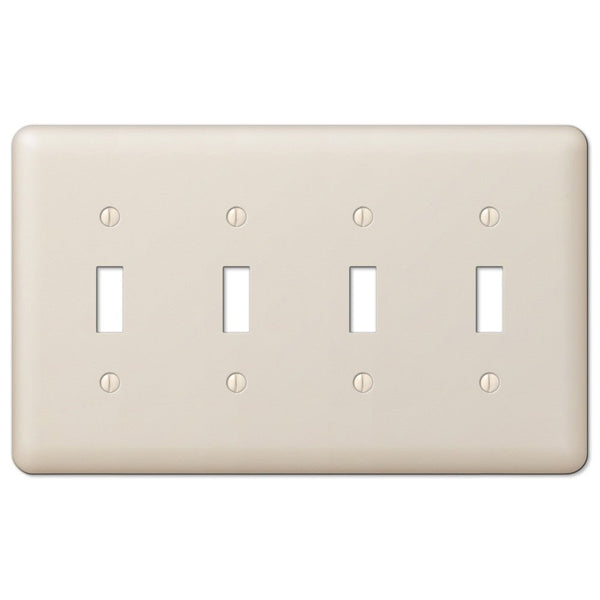 Devon Light Almond Steel - 4 Toggle Wallplate - Wallplate Warehouse 935T4AL 070686579985 4 Toggle