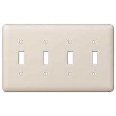 Devon Light Almond Steel - 4 Toggle Wallplate