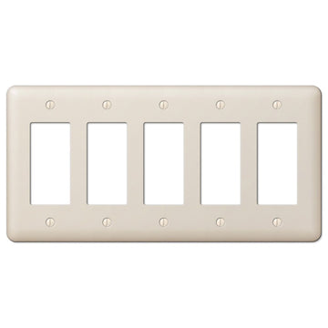 Devon Light Almond Steel - 5 Rocker Wallplate - Wallplate Warehouse 935R5AL 070686578599 5 Rocker