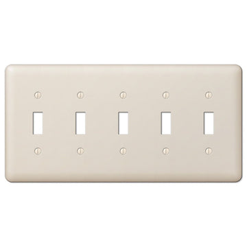 Devon Light Almond Steel - 5 Toggle Wallplate - Wallplate Warehouse 935T5AL 070686578582 5 Toggle