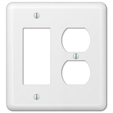 Devon White Steel - 1 Rocker / 1 Duplex Wallplate - Wallplate Warehouse 935RDW 070686311042 1 Rocker / 1 Duplex