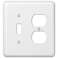 Devon White Steel - 1 Toggle / 1 Duplex Wallplate