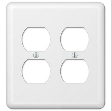 Devon White Steel - 2 Duplex Wallplate - Wallplate Warehouse 935DDW 070686401125 2 Duplex