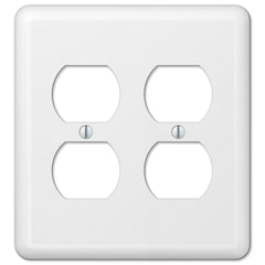 Devon White Steel - 2 Duplex Wallplate
