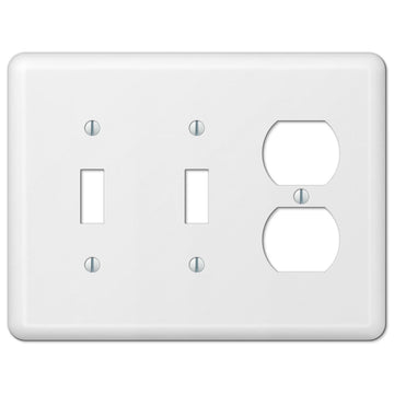 Devon White Steel - 2 Toggle / 1 Duplex Wallplate - Wallplate Warehouse 935TTDW 070686579909 2 Toggle / 1 Duplex